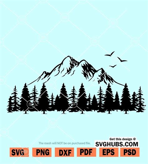 Free 311 Forest Mountain Silhouette Svg SVG PNG EPS DXF File