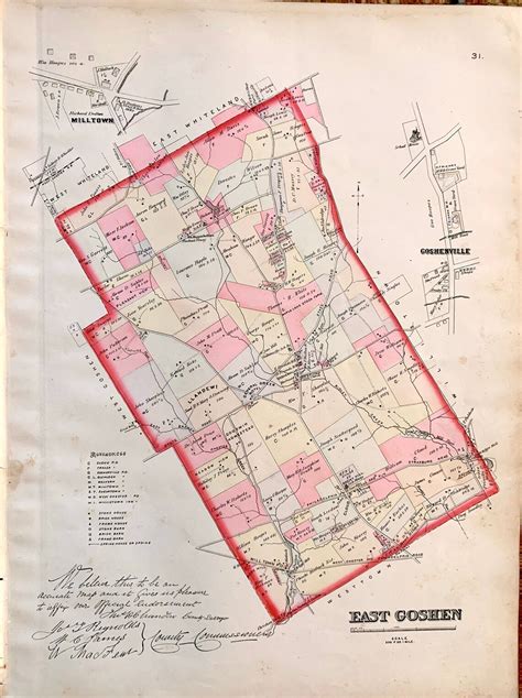 East Goshen Township Map Original 1883 Chester County Farm Atlas Goshenville Breous Etsy