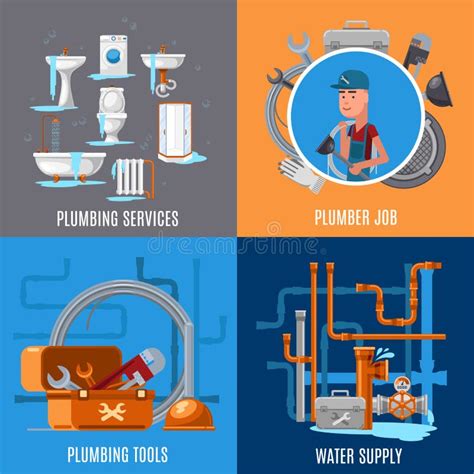 Sanitary Fix And Plumbing Vector Concept Stock Vector Illustration Of