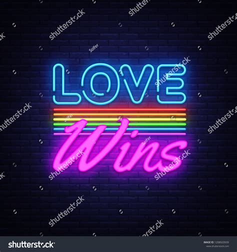 love wins neon text vector love stock vector royalty