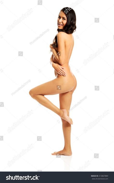 Slim Nude Woman Standing Holding One Stock Photo 313867889 Shutterstock