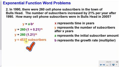 Exponential Function Word Problems Youtube