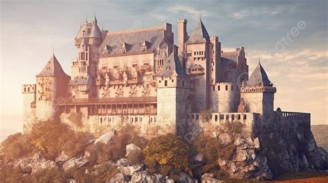 Rendering Of A Medieval Fortress In 3d Background, Fortress, Medieval ...