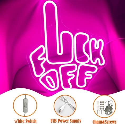 Letrero de neón con texto en inglés Fuck off letras de gesto letreros de neón para