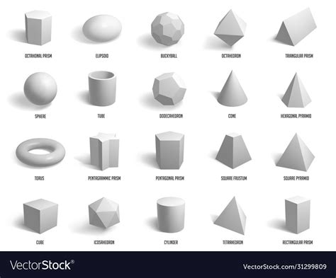 Realistic basic 3d shapes geometry sphere Vector Image