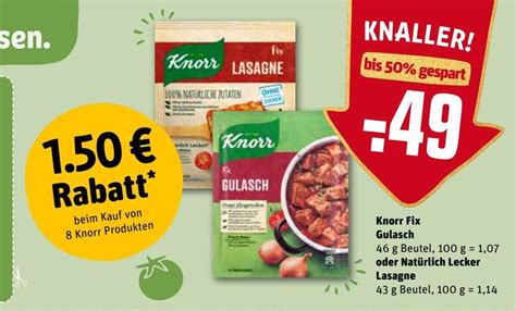 Knorr Fix Gulasch Oder Natürlich Lecker Lasagne Angebot bei Kaufpark