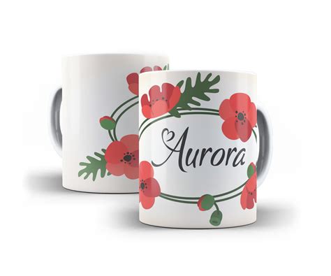 Caneca Floral Personalizada Flor Vermelha Em Cerâmica 325ml