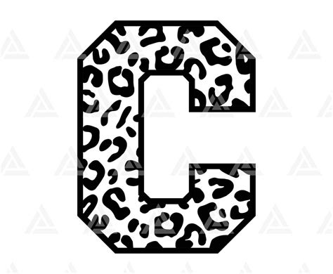 Leopard C Letter Monogram Svg Cheetah C Letter Svg Leopard Etsy