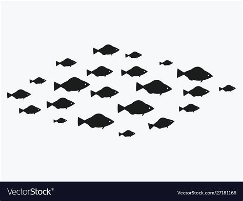 School fish a group silhouette fish swim Vector Image