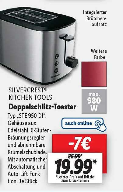 Silvercrest Kitchen Tools Doppelschlitz Toaster Angebot Bei Lidl