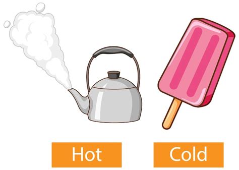 Free Vector Opposite Adjectives Words With Hot And Cold