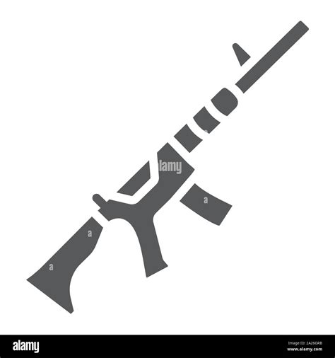 M A Glyph Icon Rifle And Military Automatic Machine Sign Vector