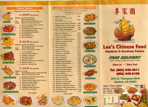 Lees Chinese Food Menu, Menu for Lees Chinese Food, Ventura, Ventura County - Urbanspoon/Zomato