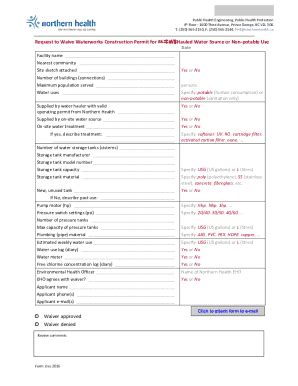 Fillable Online Request To Waive Waterworks Construction Permit For E