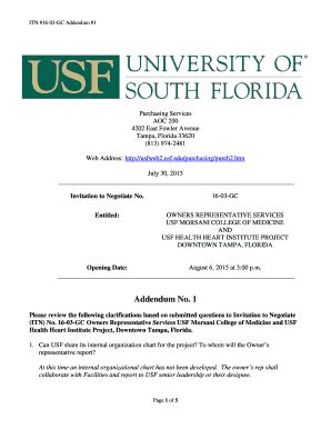 Fillable Online Usfweb Usf Itn Gc Addendum Fax Email Print