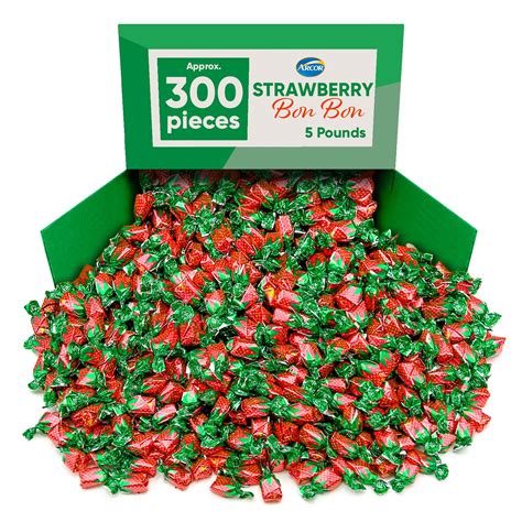 Arcor Strawberry Filled Bon Bons Candy 5 Pounds Approx 300 Pieces