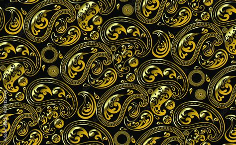 Elegant Luxury Gold Floral Pattern On Black Gold Foil Florals Seamless