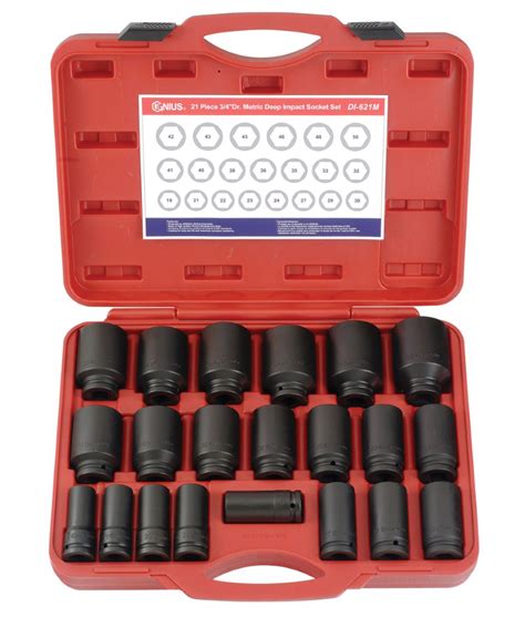 Piece Dr Metric Deep Impact Socket Set Cr Mo Genius