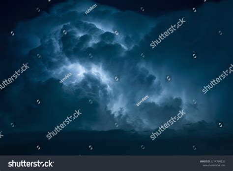 Blue Lightning Strike Surrounded By Storm Stock Photo 1214768320 ...