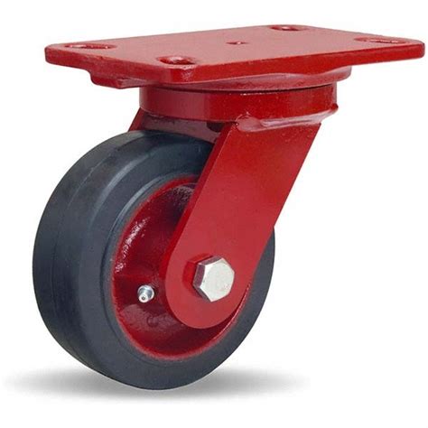 Hamilton Swivel Top Plate Caster Rubber Mold On Cast Iron 5 Wheel