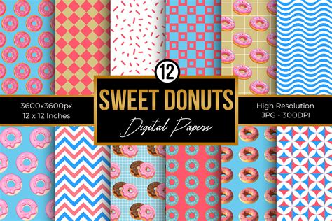 Sweet Donuts Digital Papers By CreativeStore TheHungryJPEG