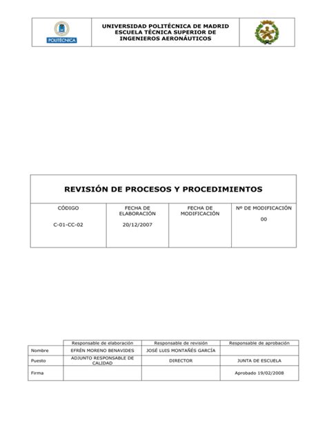 revisión de procesos y procedimientos