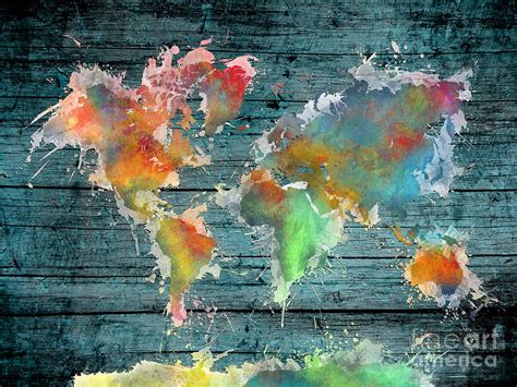 World Map Splash Digital Art By Justyna Jaszke Jbjart Pixels
