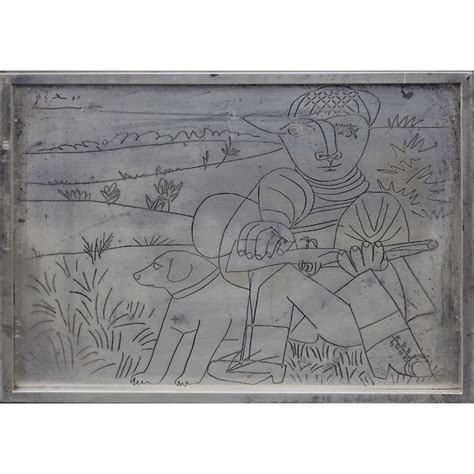 Franklin Mint Limited Edition Pablo Picasso Etched Sterling Silver Plaque The Hunter 1976