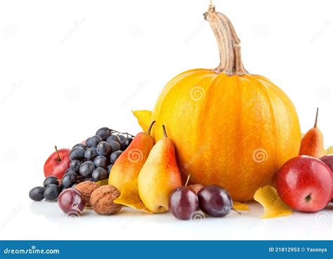 Autumnal Fruits With Yellow Leaves Stock Image Image Of Meal Eating