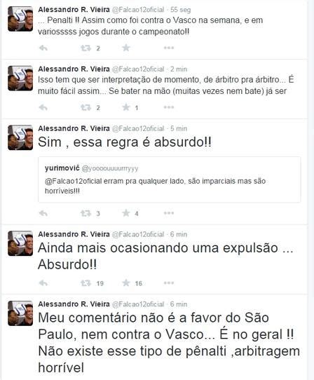 Falcão reclama após pênalti marcado contra o São Paulo Arbitragem