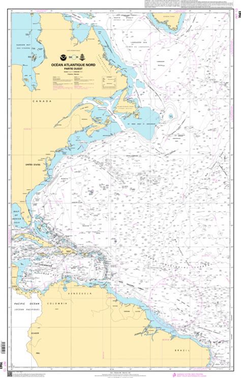 SHOM Nautical Chart 7043 Océan Atlantique Nord Partie Ouest