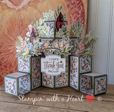 Layered Cube Card With Free Bird Stampin With A Heart Fancy Fold