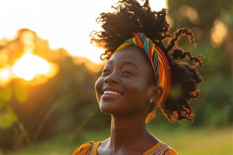 Premium Photo Outdoor Portrait Of Smiling African American Woman At