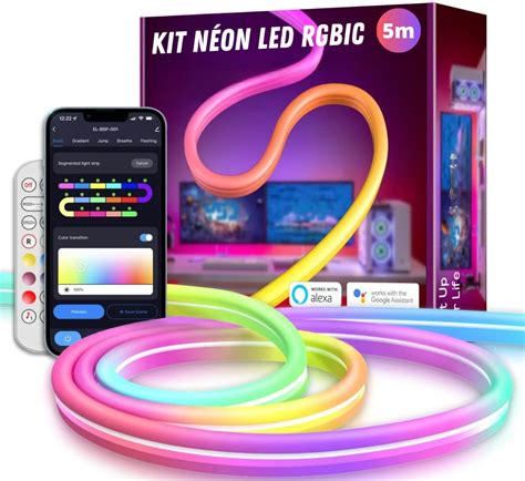 Neon Ruban LED 5m Guirlande Lumineuse Néon avec RVB IC Bande