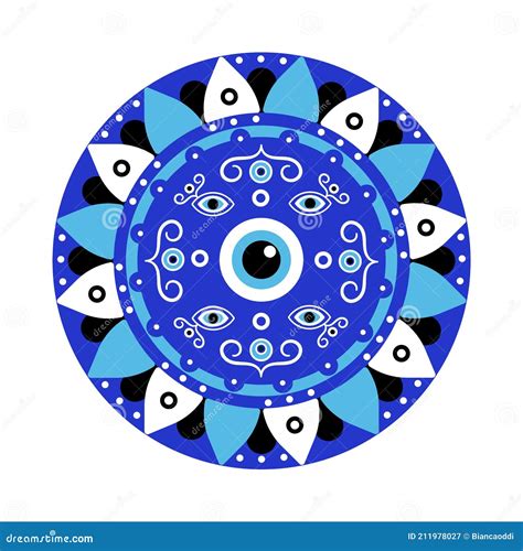 Azul Mandala Mal Ojo Griego Amuleto Contra Mal Ojo Ilustración del