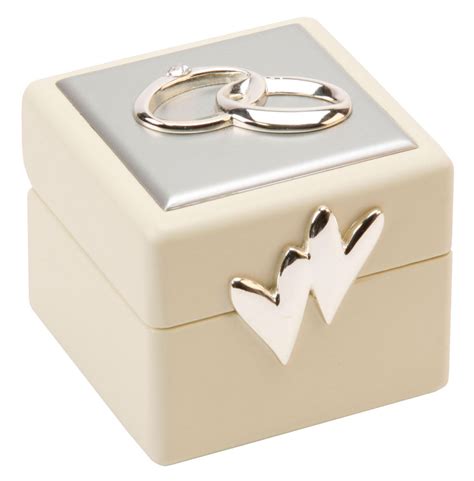 Beautiful Amore Double Wedding Ring Box Holder And Cushion Two Hearts