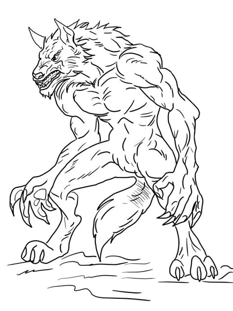 Coloriage Loup Garou 2 Dessin gratuit à imprimer