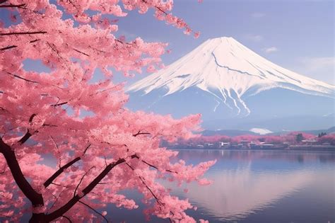 Premium Photo | Japanese Cherry Blossoms with Mount