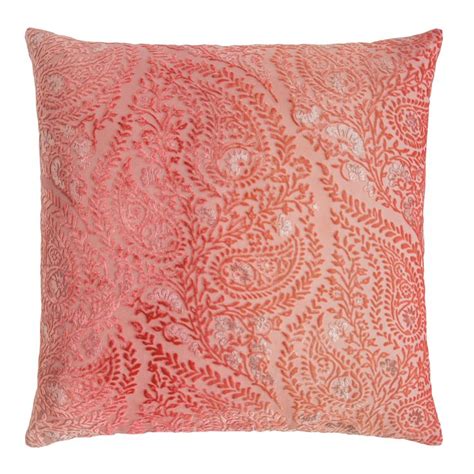 Henna Velvet Pillow By Kevin Obrien Coral Silk Velvet Pillow