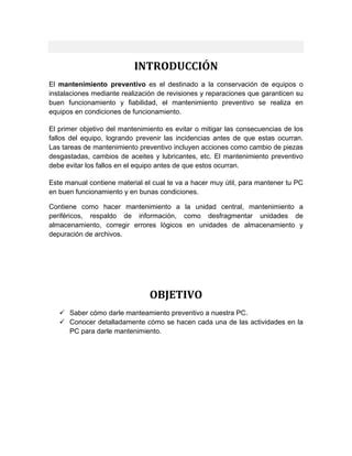 Manual De Mantenimiento Preventivo A Hadware Y Software Pdf