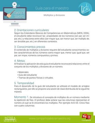 Gu A Para Maestros M Ltiplos Y Divisores Materiales Y Recursos Pdf