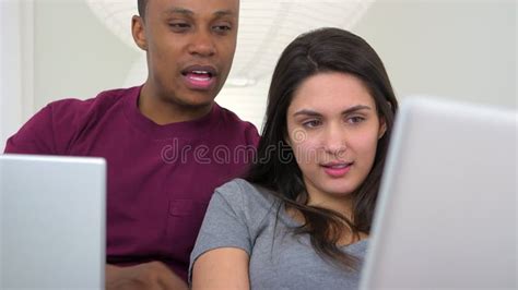 Close Up Of African American And Caucasian Couple Kissing Stock Footage