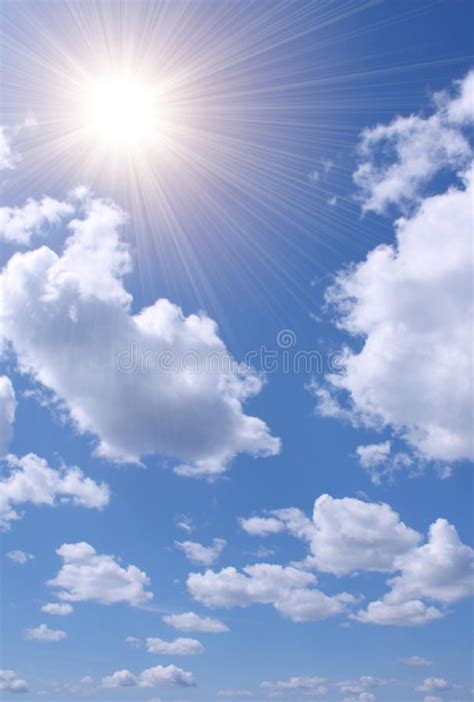 the sun shines brightly in the blue sky above some clouds royalty ...