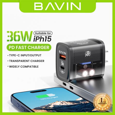 Bavin Pc W Fast Charging Charger Dual Usb Pd Port W Fast Charge