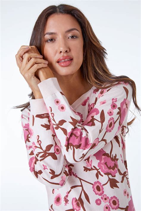 Floral Print Jumper In Light Pink Roman Originals Uk