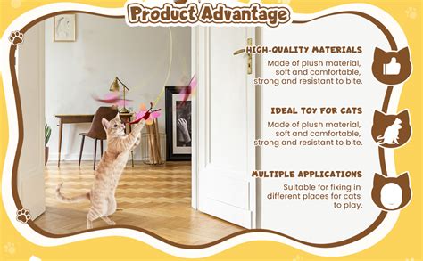 Charniol 8 Pcs Doorway Cat Toys Indoor Feather Door Hanger Interactive Hanging