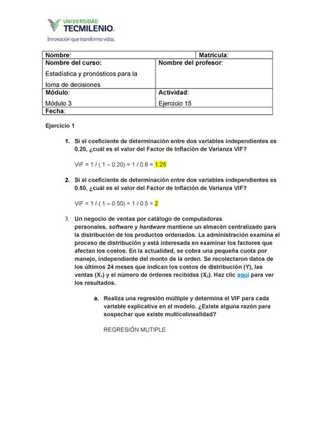 Ejercicio 15 estadistica y pronósticos para la toma de decisiones