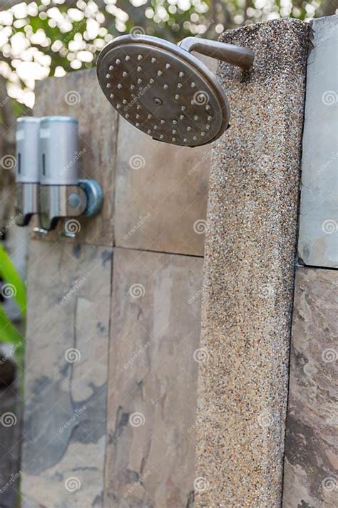 Outdoor Shower At Swimming Pool Shower Cabins Behind Outdoor Swim Pool