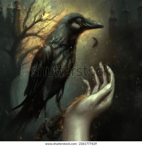 Realistic Gothic Style Painting Crow On AI-generated image 2361777429 ...