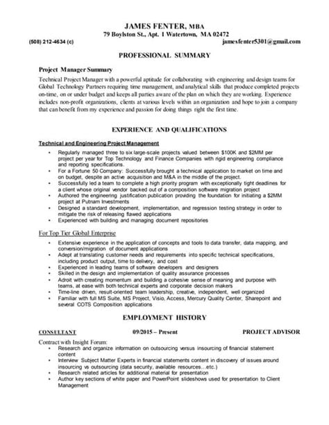 Project Manager Cv Example 3